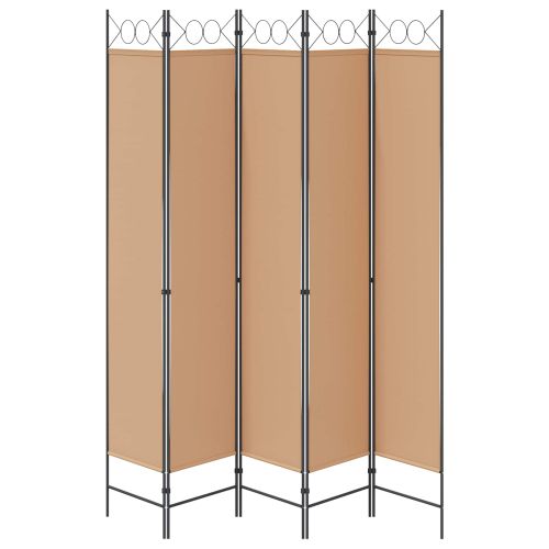 5-панелна преграда Бежово 200 x 220 cm Текстил