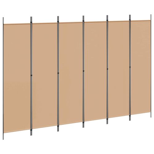 Делител за стая с 6 панела Бежово 300 x 200 cm Текстил