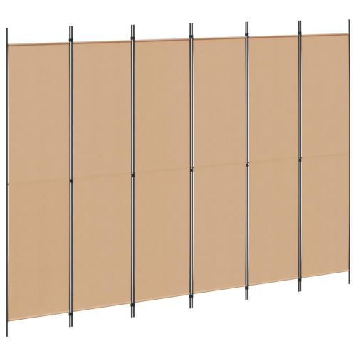 Делител за стая с 6 панела Бежово 300 x 220 cm Текстил
