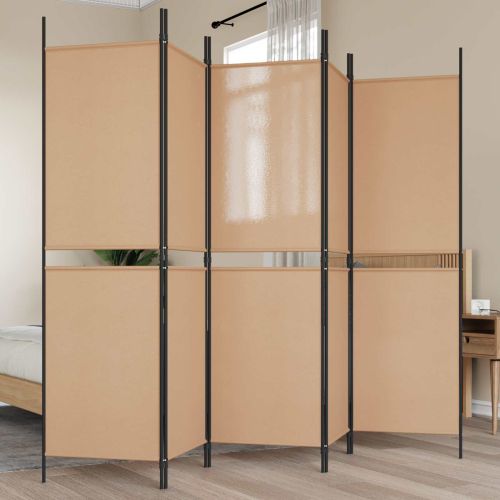 5- панелен разделител за стая Бежово 250 x 180 cm Текстил