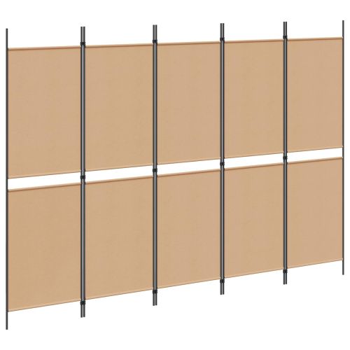 5- панелен разделител за стая Бежово 250 x 180 cm Текстил