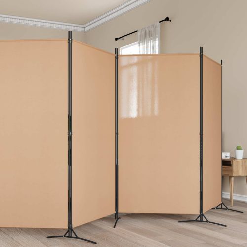 Делител за стая с 6 панела Бежово 520 x 180 cm Текстил