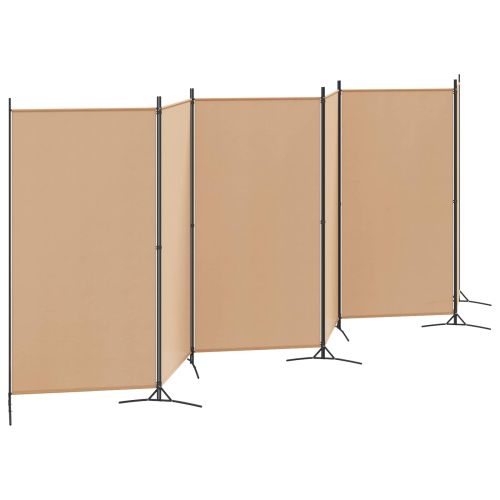 Делител за стая с 6 панела Бежово 520 x 180 cm Текстил