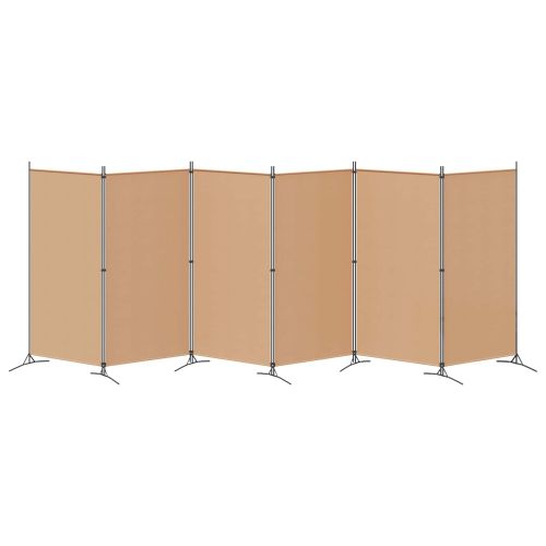 Делител за стая с 6 панела Бежово 520 x 180 cm Текстил