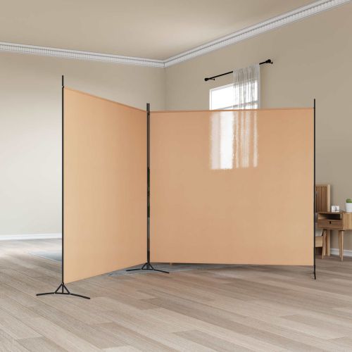 Разделител на стая с 2 панели Бежово 348 x 180 cm Текстил