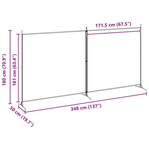 Разделител на стая с 2 панели Бежово 348 x 180 cm Текстил