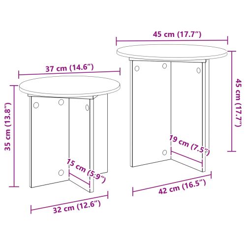 Комплект помощни маси 2 pcs Черен дъб Инженерен дървен материал