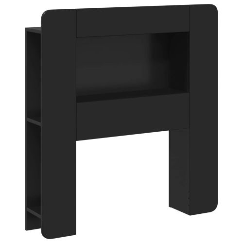 Табла за легло със съхранение Черно Инженерен дървен материал