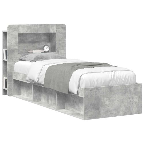 Табла за легло Бетонно сиво Инженерен дървен материал