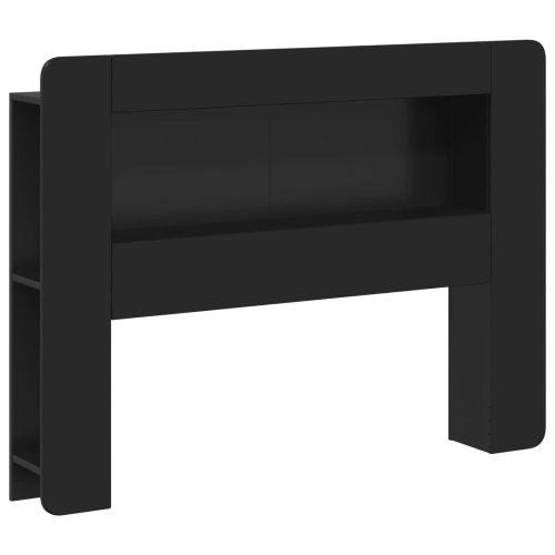 Табла за легло със съхранение Черно Инженерен дървен материал