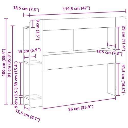 Табла за легло Опушен дъб Инженерен дървен материал