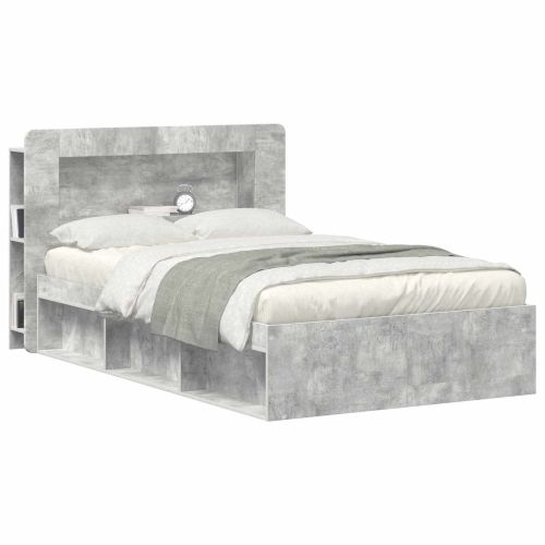 Табла за легло Бетонно сиво Инженерен дървен материал