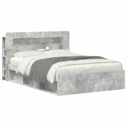 Табла за легло Бетонно сиво Инженерен дървен материал