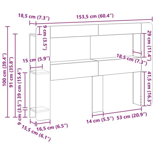 Табла за легло Опушен дъб Инженерен дървен материал