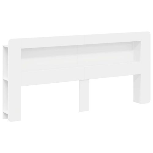 Табла за легло със съхранение Бяло Инженерен дървен материал