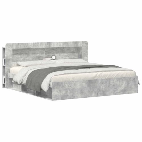 Табла за легло Бетонно сиво Инженерен дървен материал