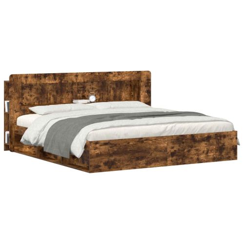 Табла за легло Опушен дъб Инженерен дървен материал