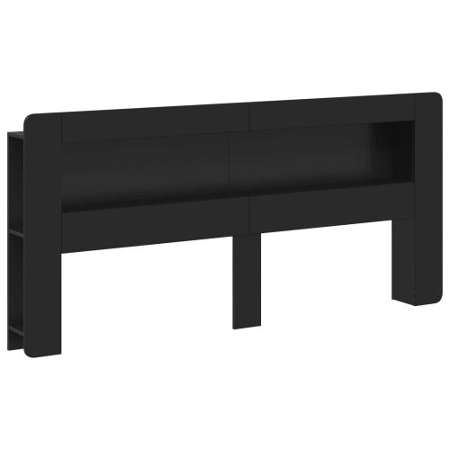 Табла за легло със съхранение Черно Инженерен дървен материал