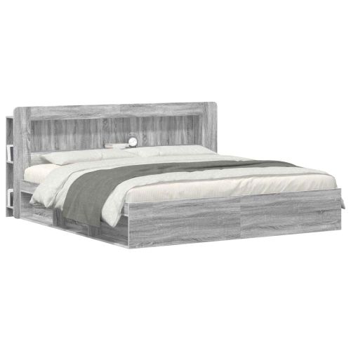 Табла за легло Сива сонома Инженерен дървен материал