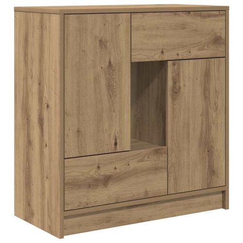 Бюфет с чекмеджета и вратички, дъб артизан, 70,5x34x74,5 см