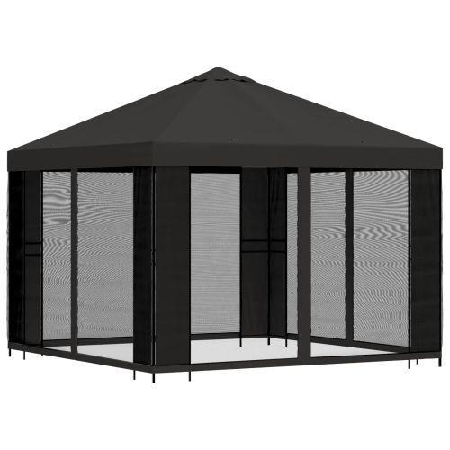 Градинска беседка със стени 3 x 3 m Антрацит
