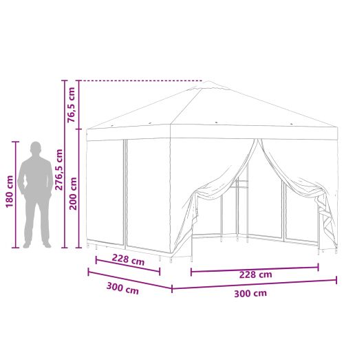 Градинска беседка със стени 3 x 3 m Антрацит