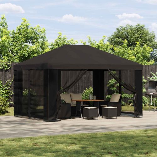 Шатра 4 × 3 m Антрацит Полиестер и стомана 190 gsm