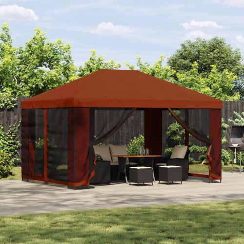 Шатра 4 × 3 m Теракота Полиестер и стомана 190 gsm