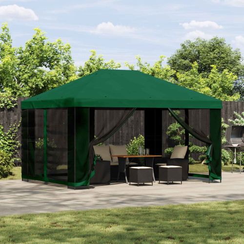 Шатра 4 × 3 m Зелено Полиестер и стомана 190 gsm