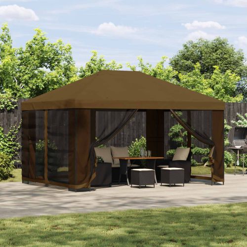 Шатра 4 × 3 m Таупе Полиестер и стомана 190 gsm