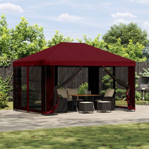 Шатра 4 × 3 m Бургундско червен Полиестер и стомана 190 gsm