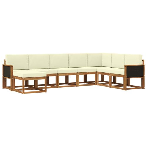 Комплект дивани за открито 8 pcs Натурален и Крема