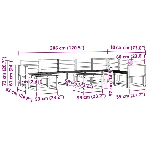 Комплект дивани за открито 9 pcs Натурално