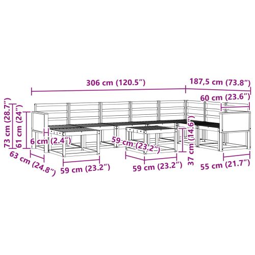 Комплект дивани за открито 9 pcs Натурално