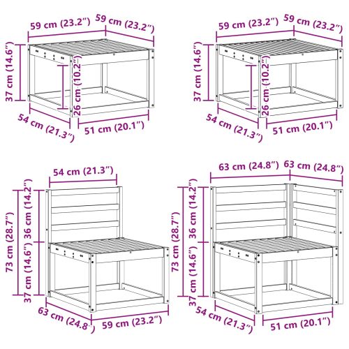 Комплект дивани за открито 9 pcs Натурално
