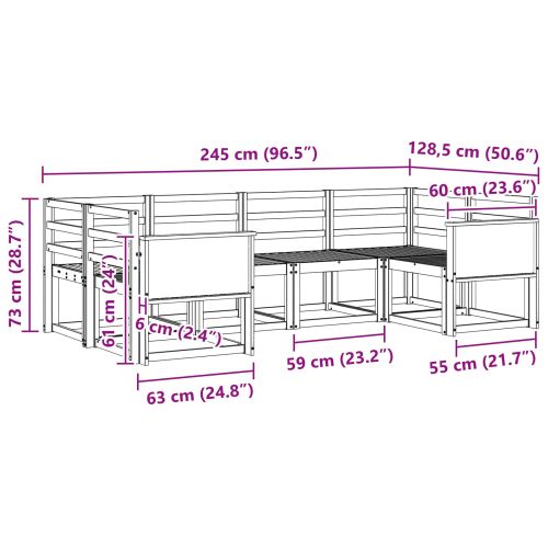 Комплект дивани за открито 6 pcs Натурално