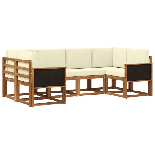 Комплект дивани за открито 6 pcs Натурален и Крема