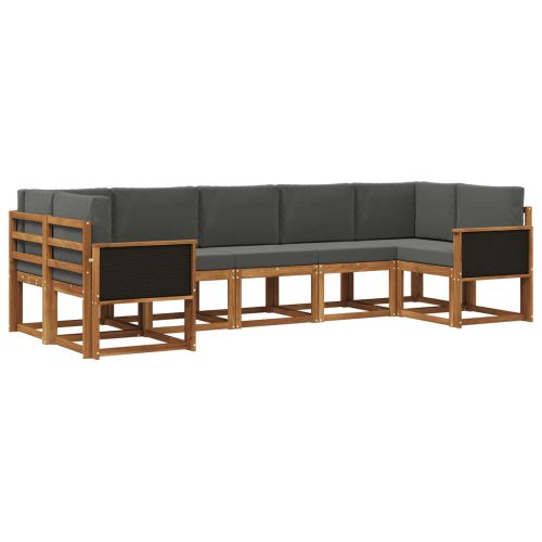 Комплект дивани за открито 7 pcs Натурален и Антрацит