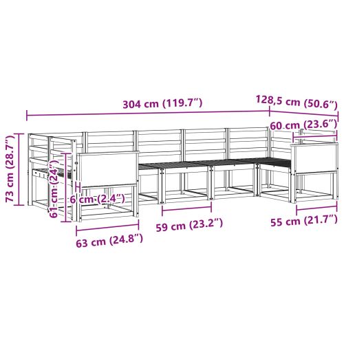 Комплект дивани за открито 7 pcs Натурално