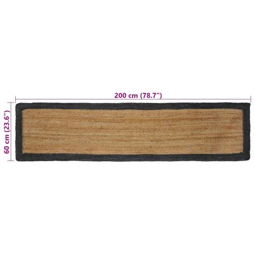 Килими за помещение Натурално и тъмносиво 60 x 200 cm юта