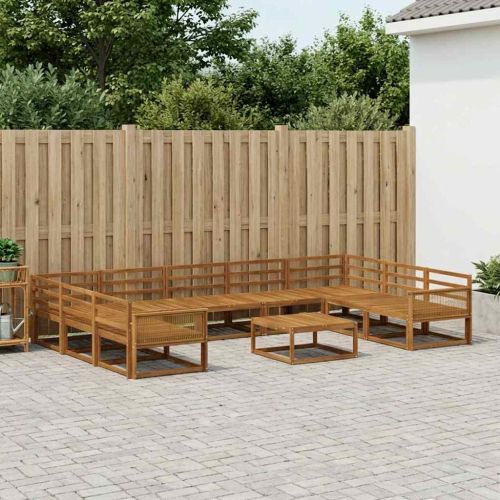 Комплект дивани за открито 10 pcs Натурално