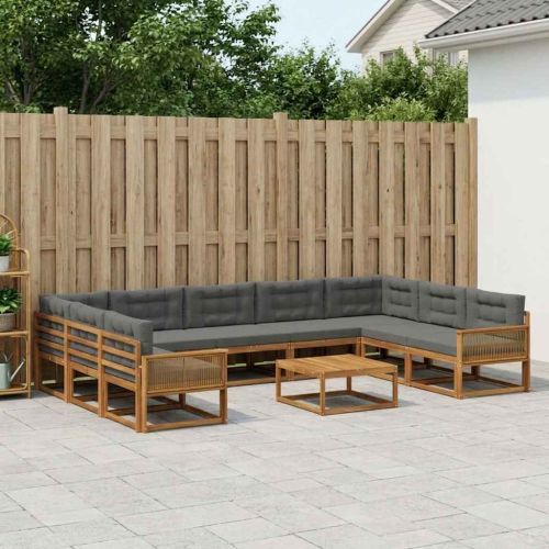 Комплект дивани за открито 10 pcs Натурален и Антрацит