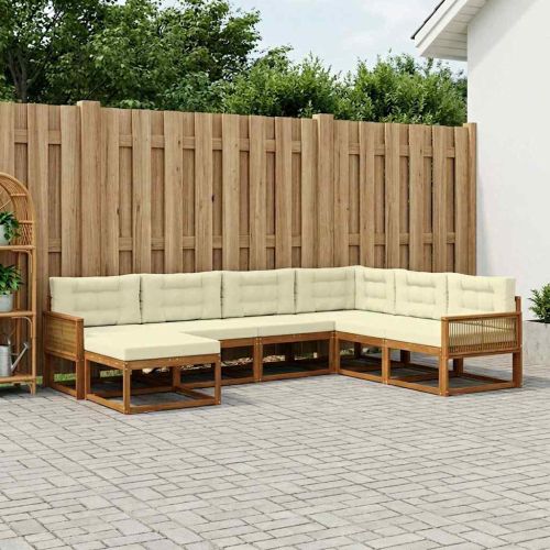 Комплект дивани за открито 8 pcs Натурален и Крема