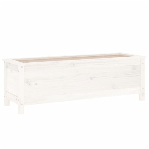Градинско повдигнато легло, бяло, 119,5x40x39 см, бор масив