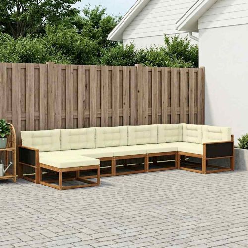 Комплект дивани за открито 7 pcs Натурален и Крема