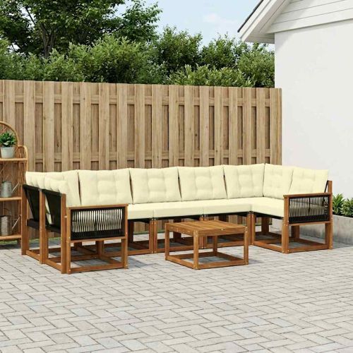Комплект дивани за открито 8 pcs Натурален и Крема