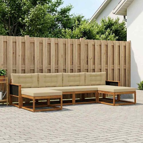 Комплект дивани за открито 6 pcs Натурален и Бежов