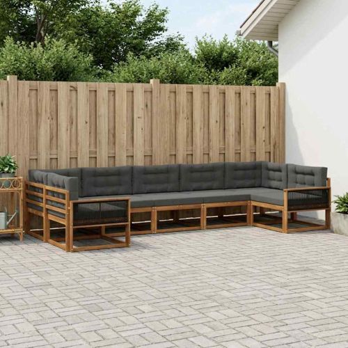 Комплект дивани за открито 7 pcs Натурален и Антрацит