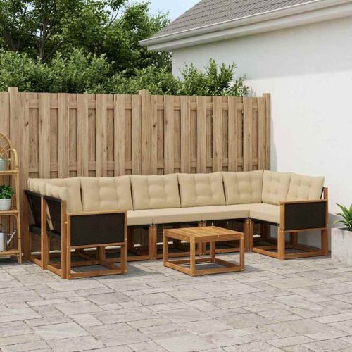 Комплект дивани за открито 8 pcs Натурален и Бежов