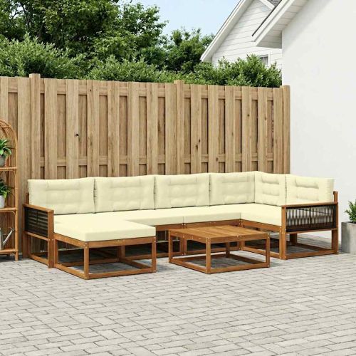 Комплект дивани за открито 7 pcs Натурален и Крема